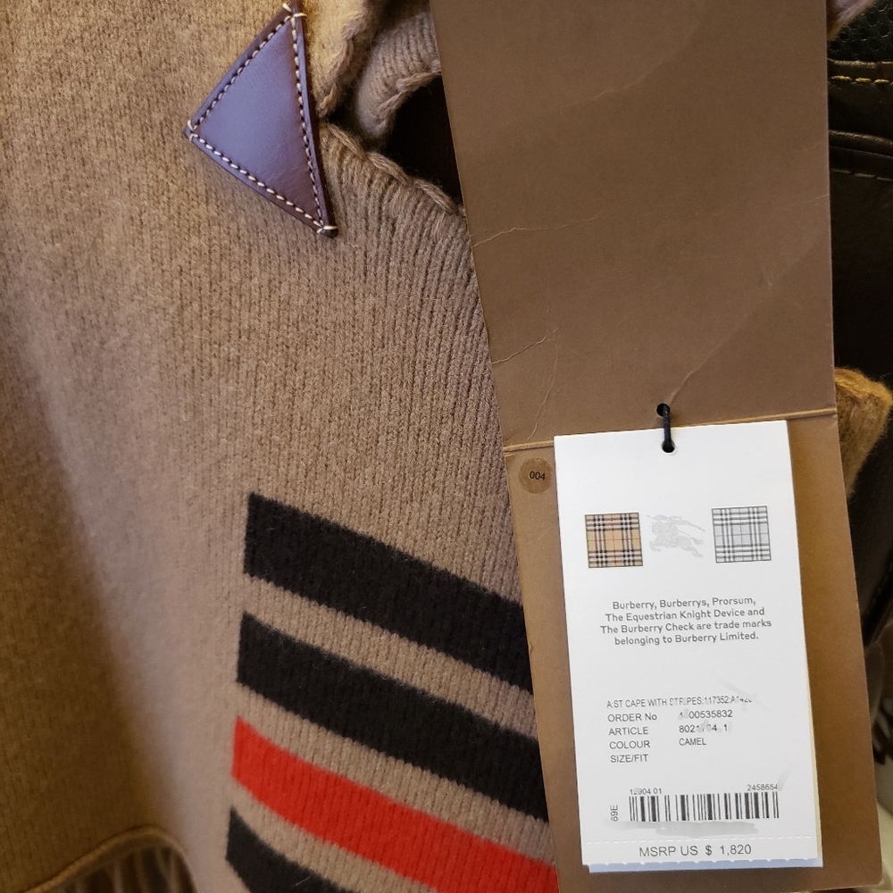 Stripe Wool & Cashmere Cape, Burberry - Picture 3 of 8